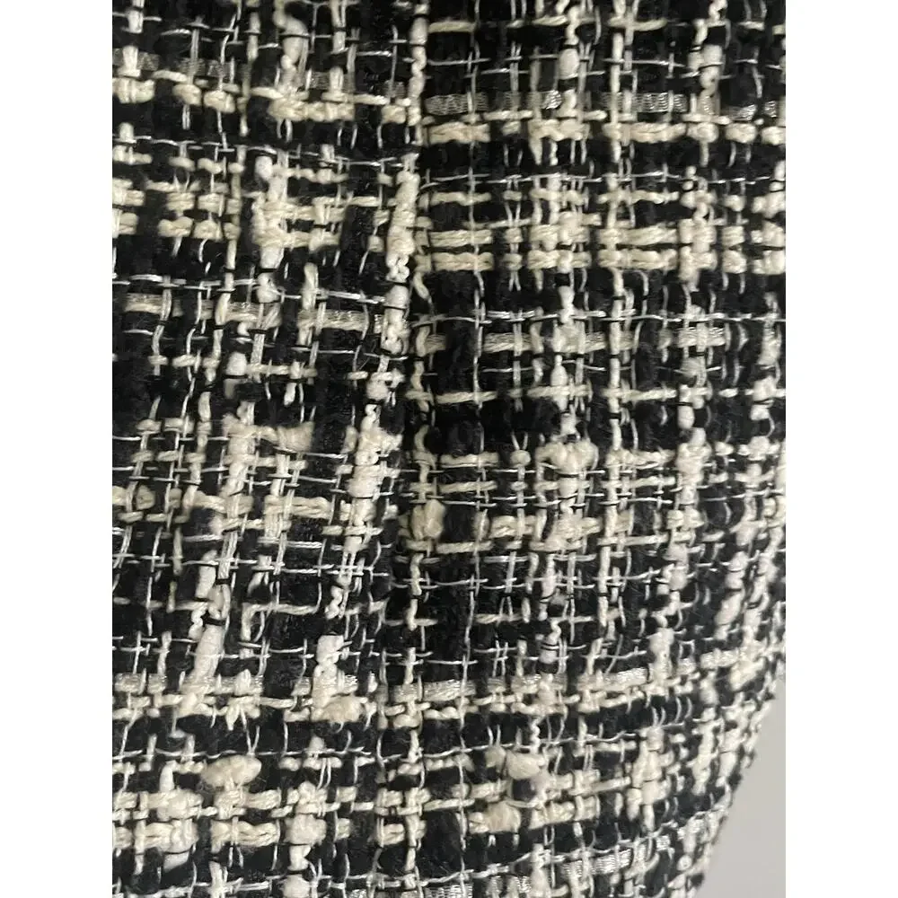 L’Agence Kenzie Tweed Blazer Black Cream Double Breasted Jacket Size 6